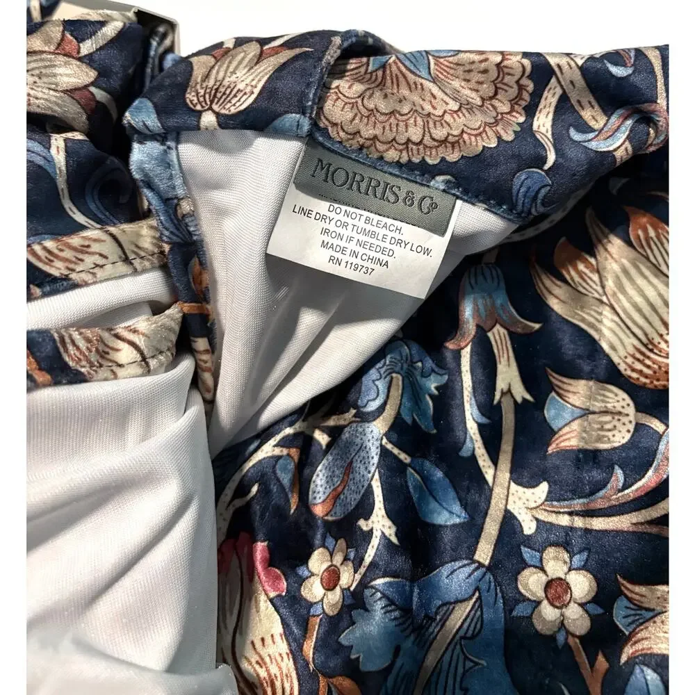 William Morris & Co. Window Curtains Panels Lodden Navy Blue Clay 37X84” Velvet - Picture 5 of 12